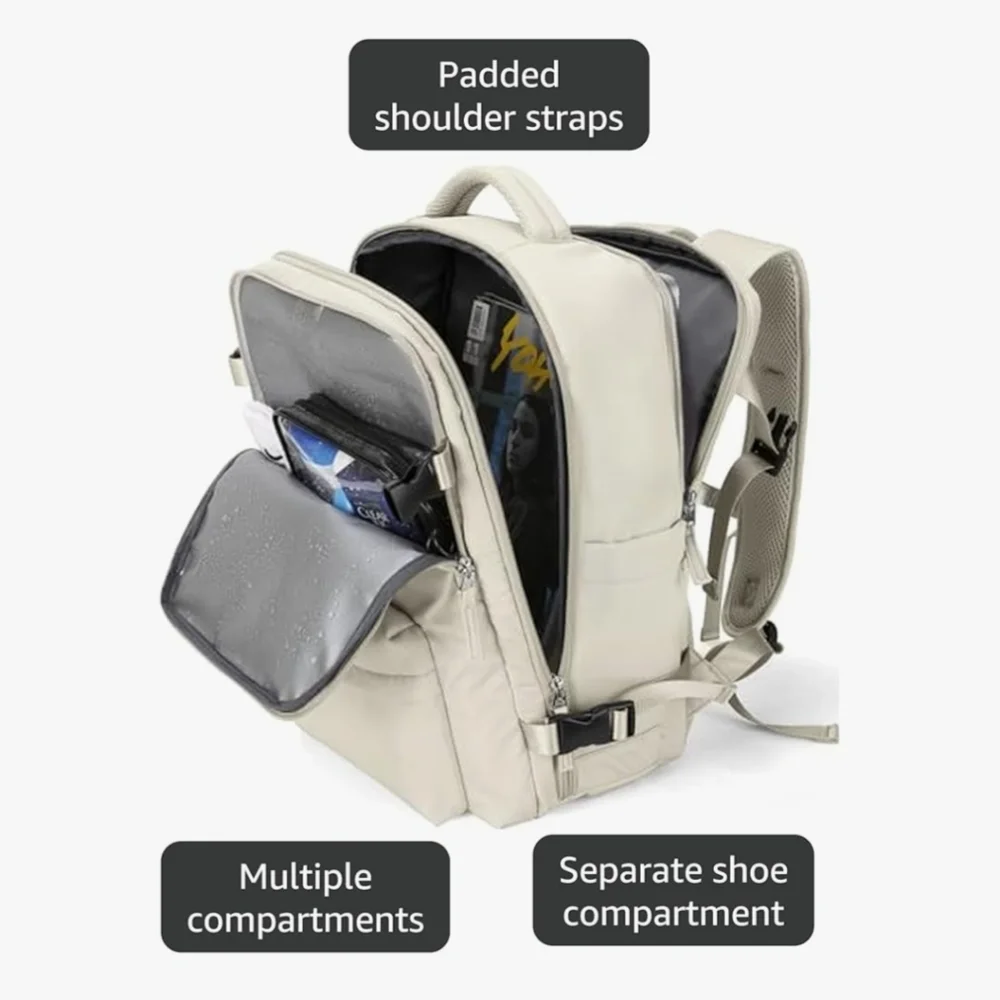 Cream Travel Backpack - Picture 4 of 14